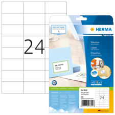 Etikettenpackung mit der Nummer 8644, enthält 240 Etiketten (70 x 37 mm) und zeigt ein Beispieletikett mit dem Text "MR. SUNNY".