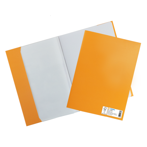 Orange Ordner mit einer weißen Innenseite und einem zusätzlichen orangefarbenen Deckblatt.