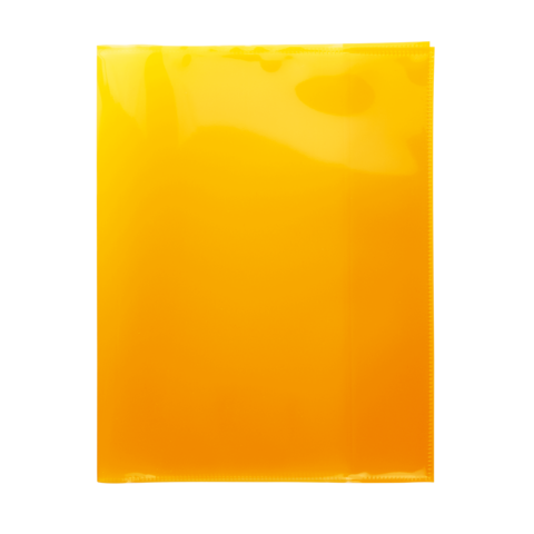 Ein leuchtend gelbes, glänzendes Blatt aus Kunststoff, das eine glatte Oberfläche aufweist.