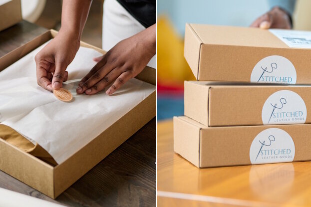 Create Etsy packaging with labels for a unique unboxing experience: thank you labels, closure labels, shipping labels.