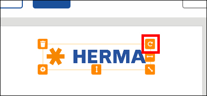 The word "HERMA" in blue lettering, surrounded by orange symbols, with a red "C" in a box below.